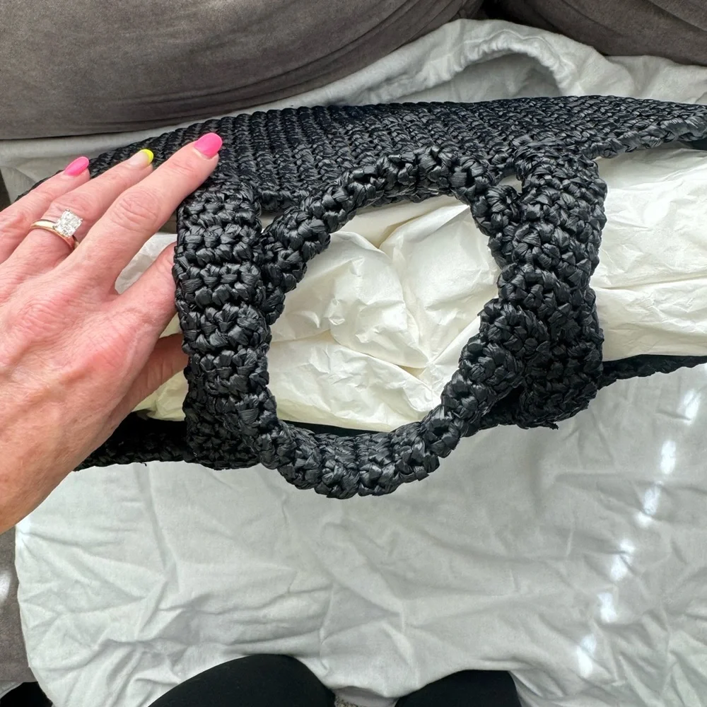 Prada Large Black and White Crochet Handbag - Picture 5 of 9